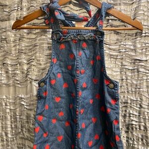 Max Studio Blue Overalls with Red Heart Print
